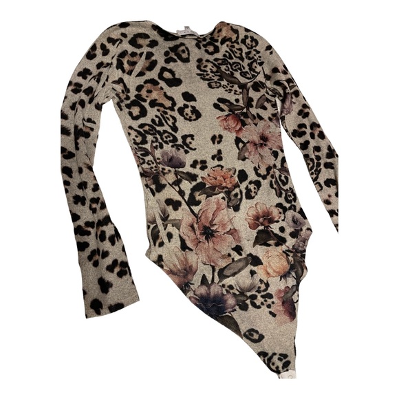 gaze Tops Gaze Womens Floral Animal Print Bodysuit Size Small